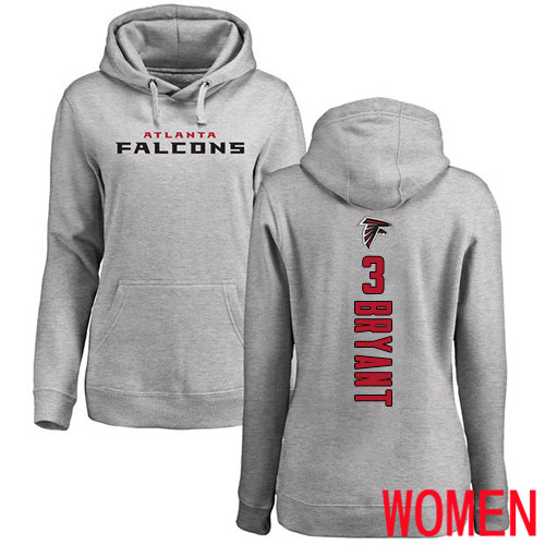 Atlanta Falcons Ash Women Matt Bryant Backer NFL Football #3 Pullover Hoodie Sweatshirts->nfl t-shirts->Sports Accessory